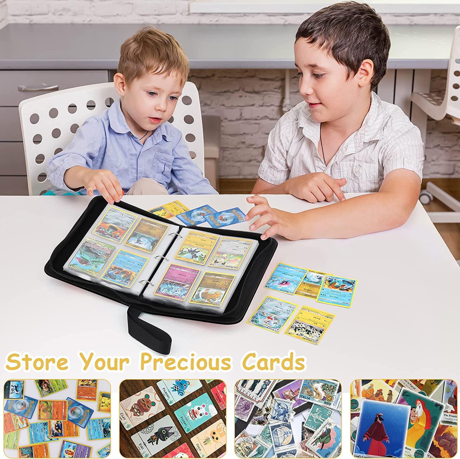 FovBern 4-Pocket Card Binder， Trading Card Binder with 50 Premium Removable Sleeves， Holds Up to 400 Cards， Card Holder Collector Album for Game Cards - Image 6